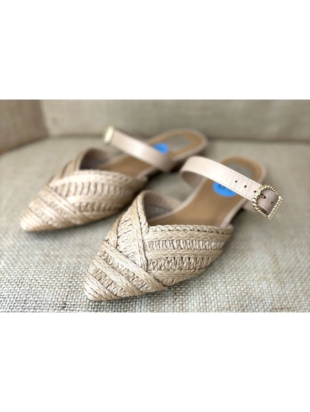 Dolce Vita Womens Domain Flat Mule US 6.5 Tan Natural Raffia Woven